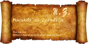 Macskási Zoltán névjegykártya